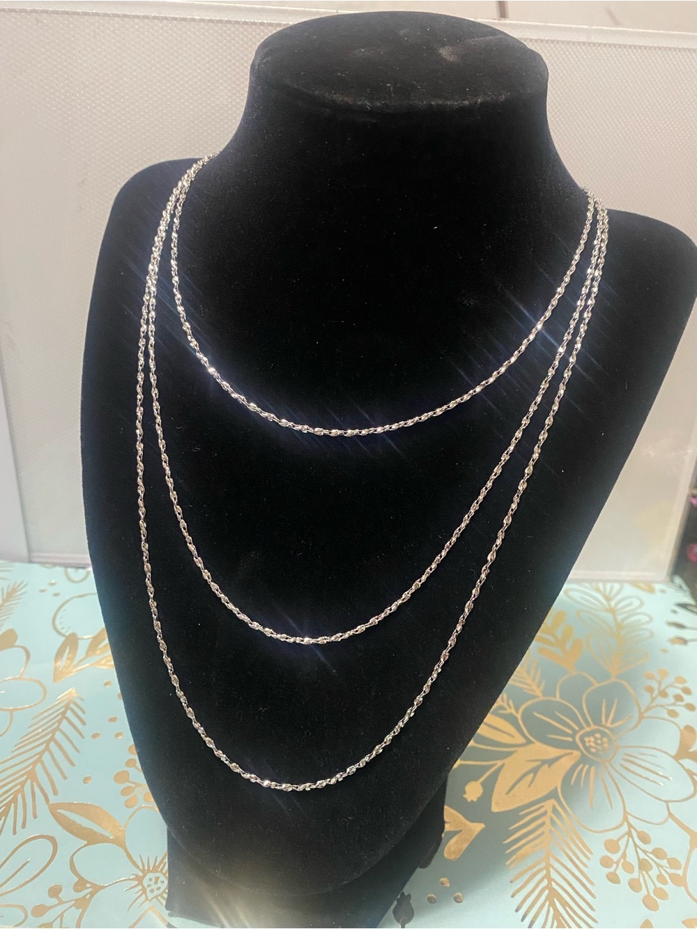 Vintage Monet multi-strand diamond-cut silver-tone rope chain necklace